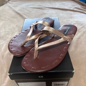 Matt Bernson Brown and Gold Love Sandals 8